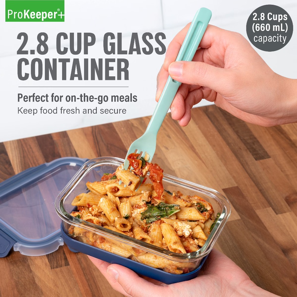 Meal Prep Glass Containers - 2.8 Cup Glass Food Storage Container