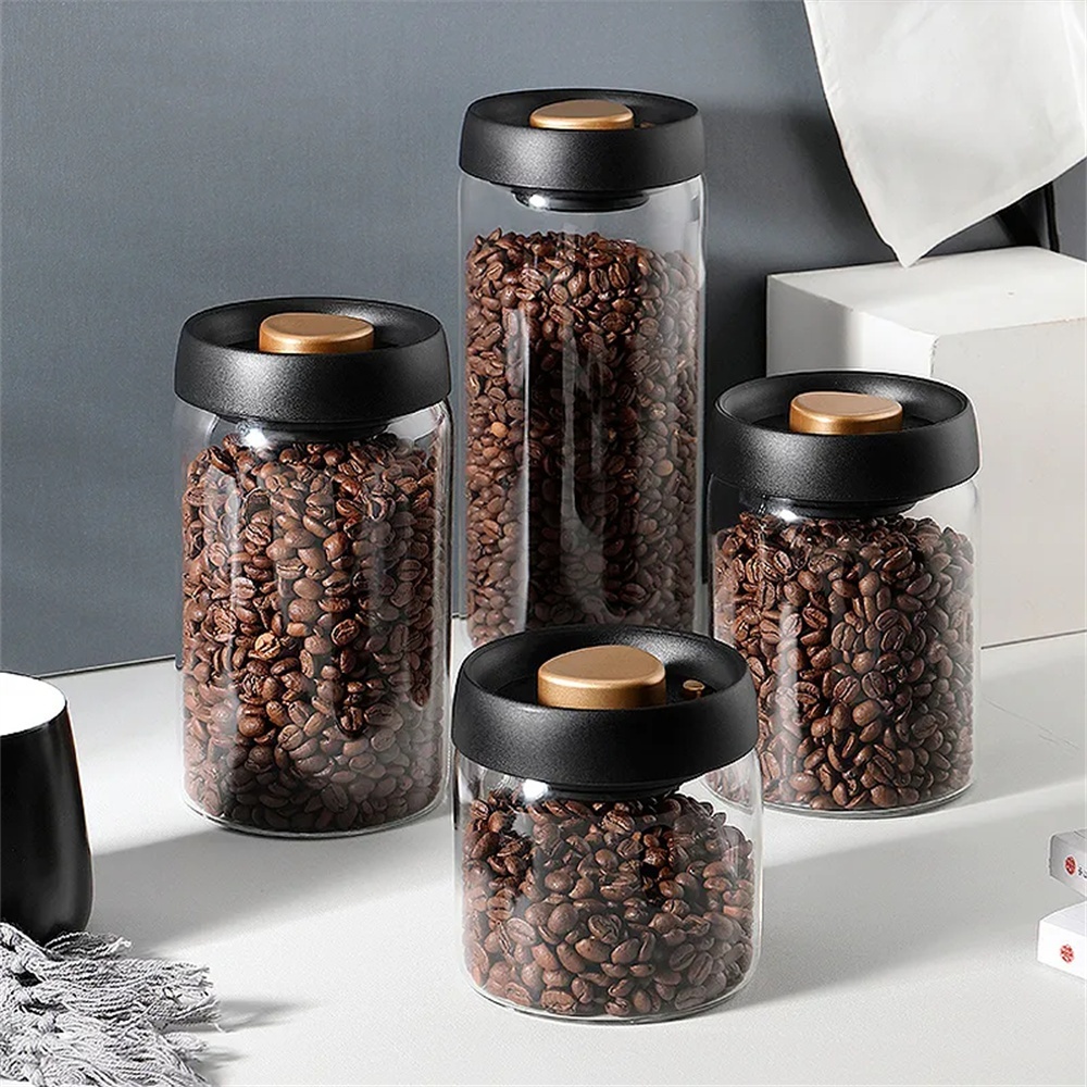 Meal Prep Glass Containers - 1pack Coffee Bean Storage Container Airtight