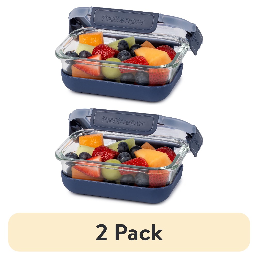Meal Prep Glass Containers - 2 Pack 1.6 Cup Glass Food