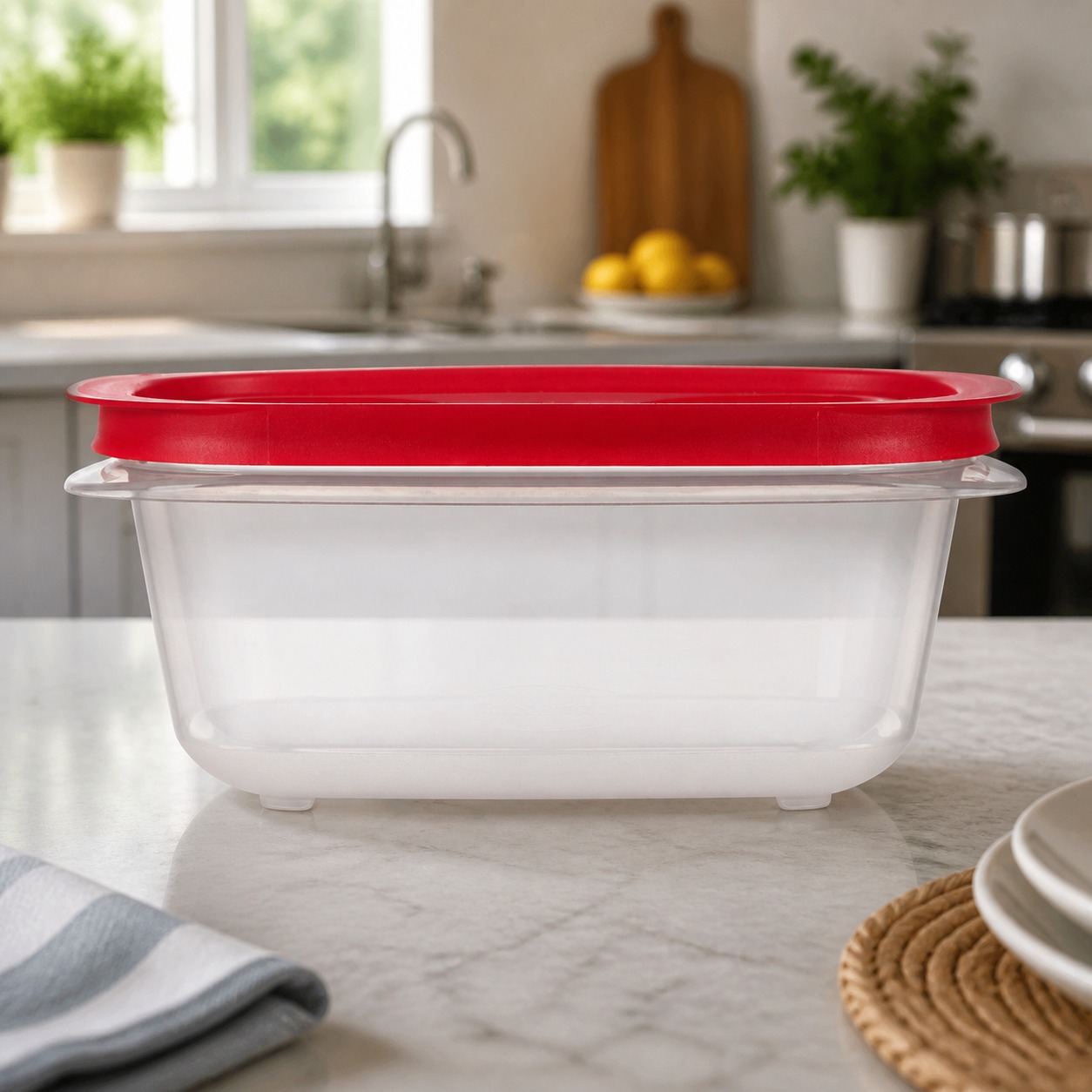 Meal Prep Organizer - Red Rectangular Food Storage Container With