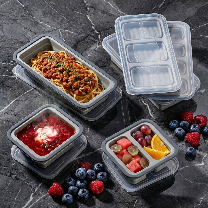 Meal Prep Oven Safe Containers - Silicone Freezer Tray with Lid Silicone