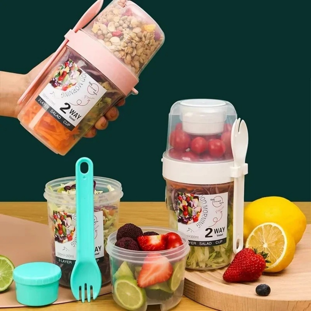 Meal Prep Glass Containers - Portable Salad Cup Breakfast Cup Food