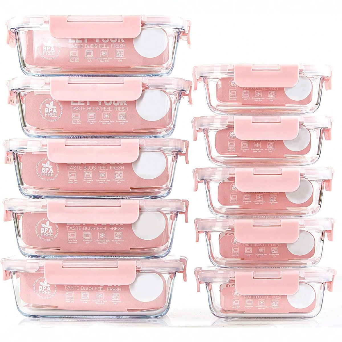 Meal Prep Glass Containers - 10 Pack Glass Meal Prep Containers,