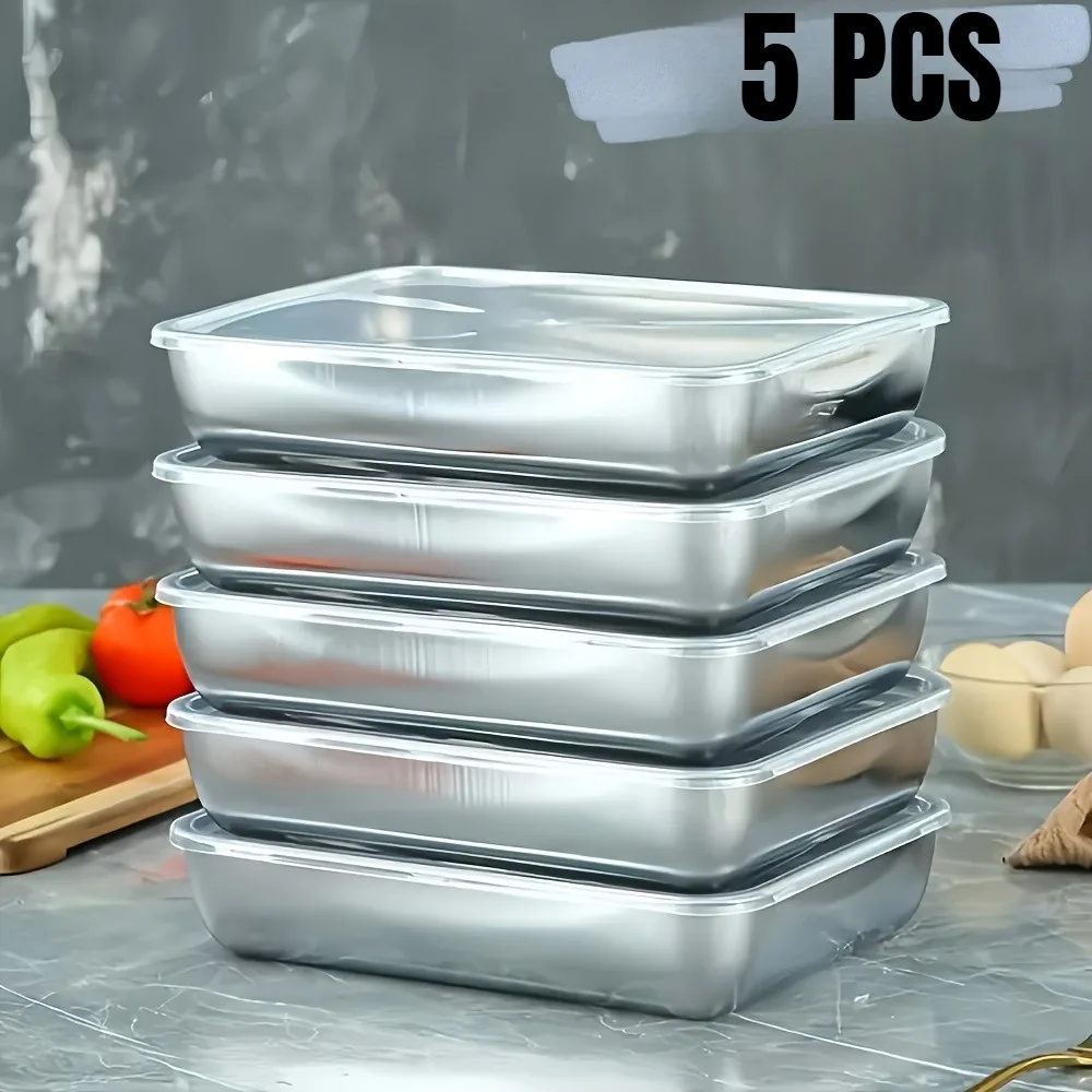 Meal Prep Organizer - 5-Piece Stainless Steel Food Storage Containers,