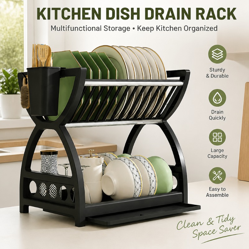 Meal Prep Organizer - 2 Tier Dish Drying Rack Kitchen