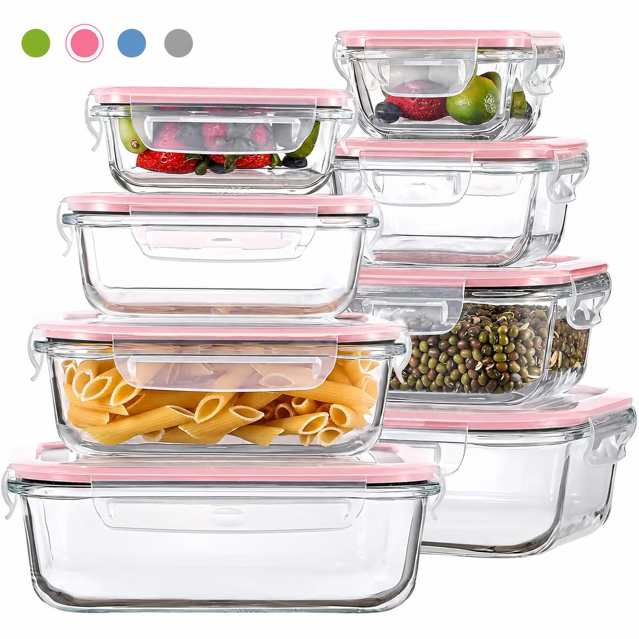 Meal Prep Oven Safe Containers - 8/12Pcs Stackable Borosilicate Glass Food Storage