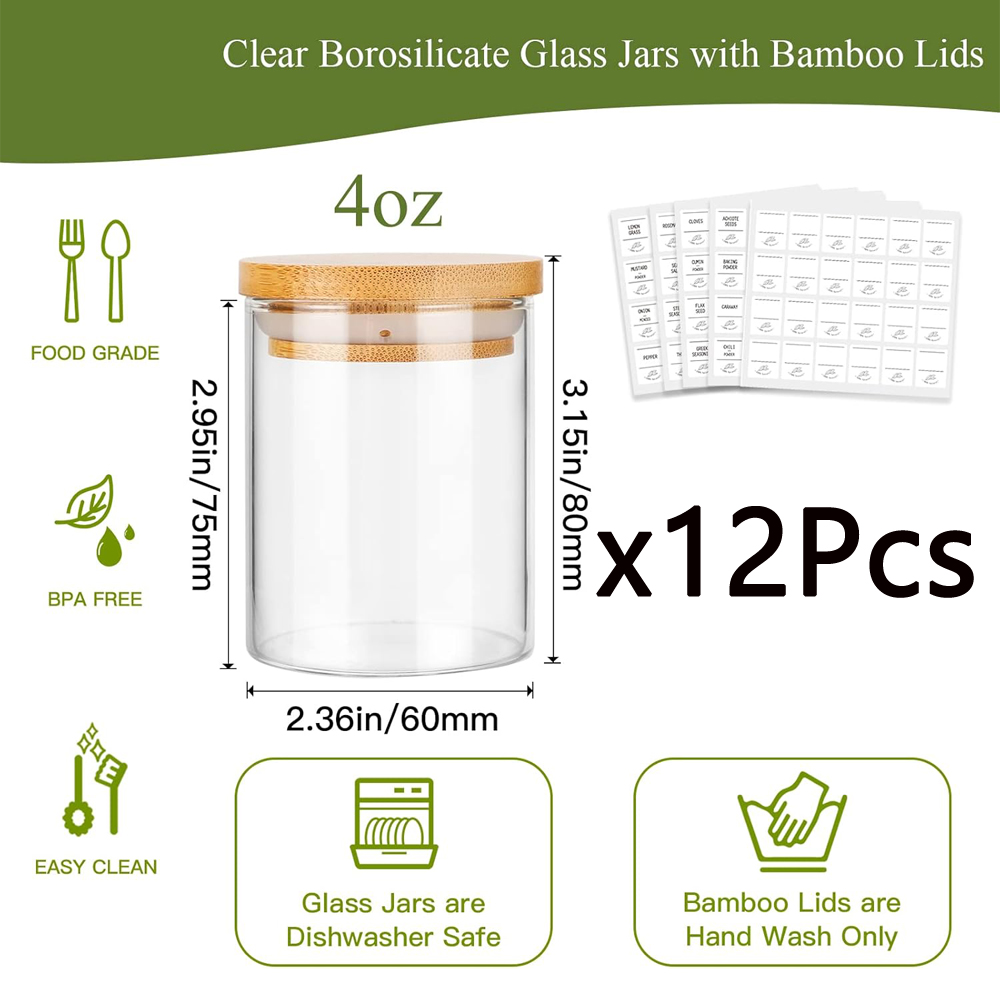 4oz Glass Spice Jars with Bamb - đánh giá và giá Meal Prep Glass Containers