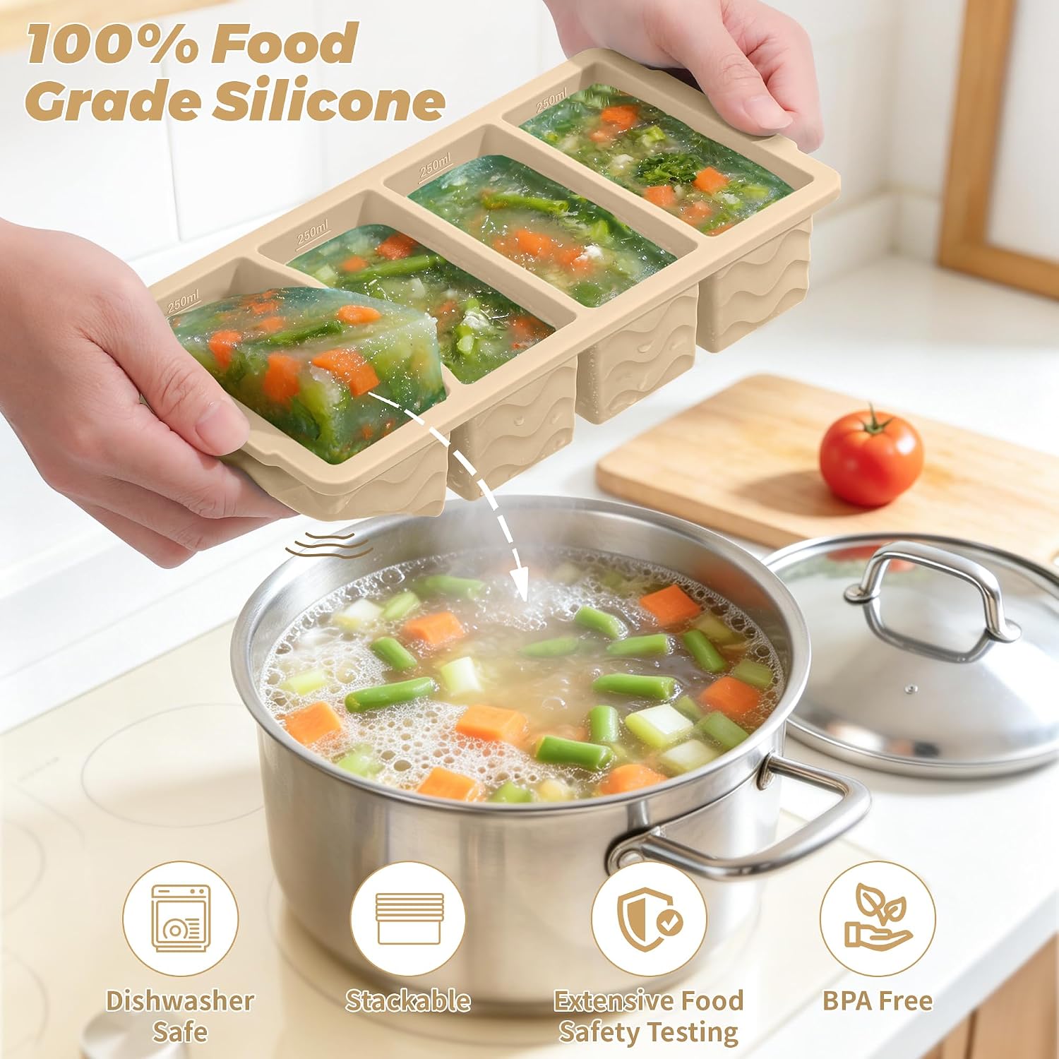 Silicone Freezer Mold with Lid - đánh giá và giá Meal Prep Oven Safe Containers