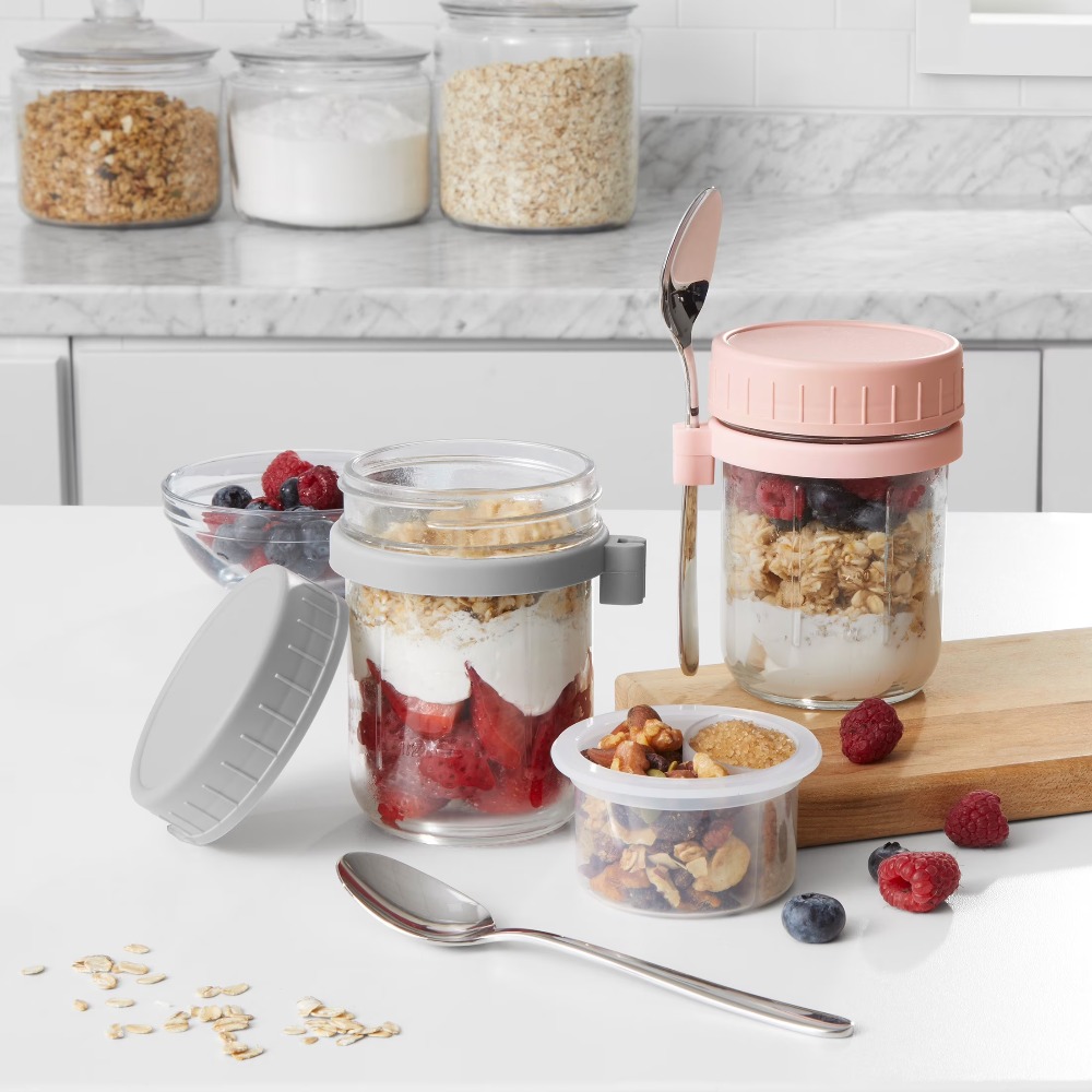 Portable Overnight Oats Food J - đánh giá và giá Meal Prep Glass Containers