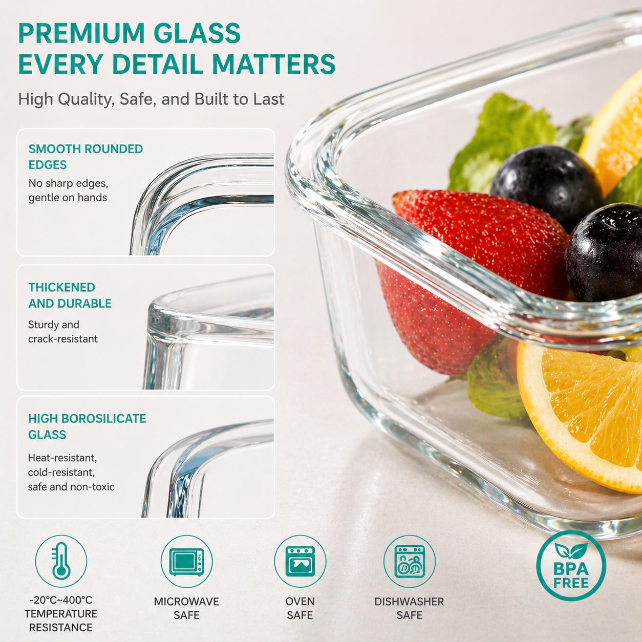 16pcs Sealed Glass Food Storag - đánh giá và giá Meal Prep Glass Containers