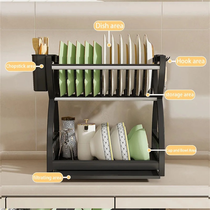 2 Tier Dish Drying Rack Kitche - đánh giá và giá Meal Prep Organizer