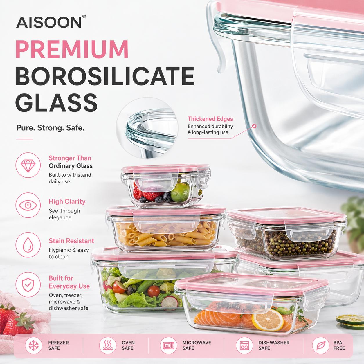 8/12Pcs Stackable Borosilicate - đánh giá và giá Meal Prep Oven Safe Containers