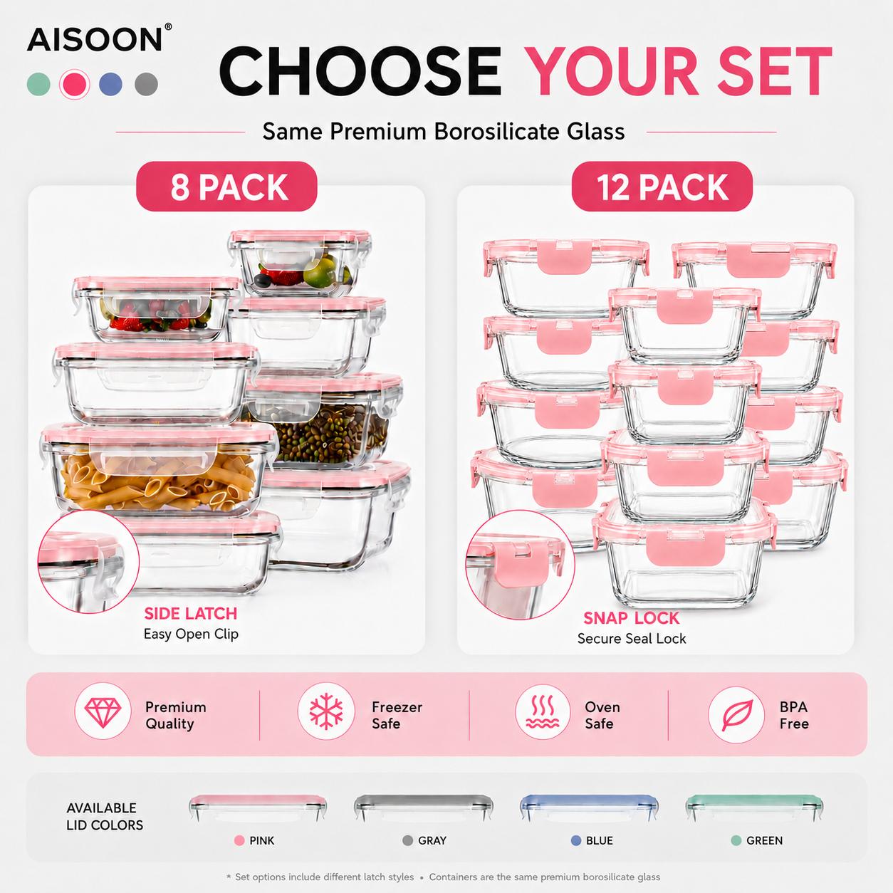 8/12Pcs Stackable Borosilicate - đánh giá và giá Meal Prep Oven Safe Containers
