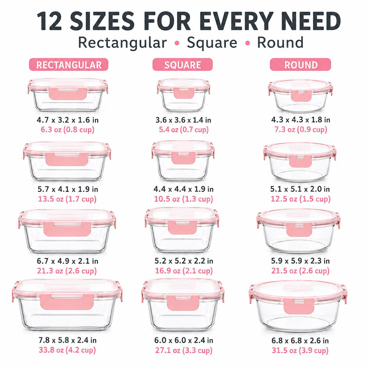 8/12Pcs Stackable Borosilicate - đánh giá và giá Meal Prep Oven Safe Containers